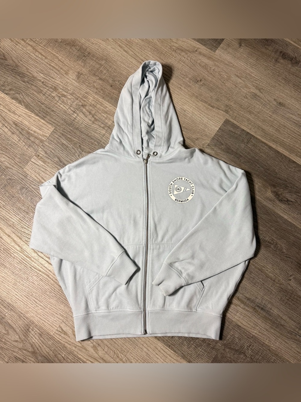 Women's Light Gray Full-Zip Hooded Jacket with Chest Patch Aero small
